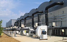 In-vessel composting plant (tunnel type) showing ventilation fans - source Hytech-Water Ltd